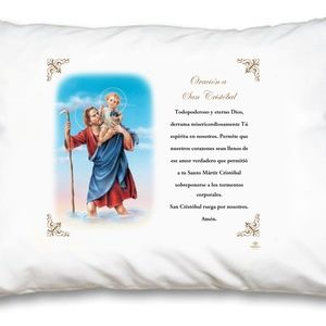 St Christopher Pillow Case - Spanish Prayer